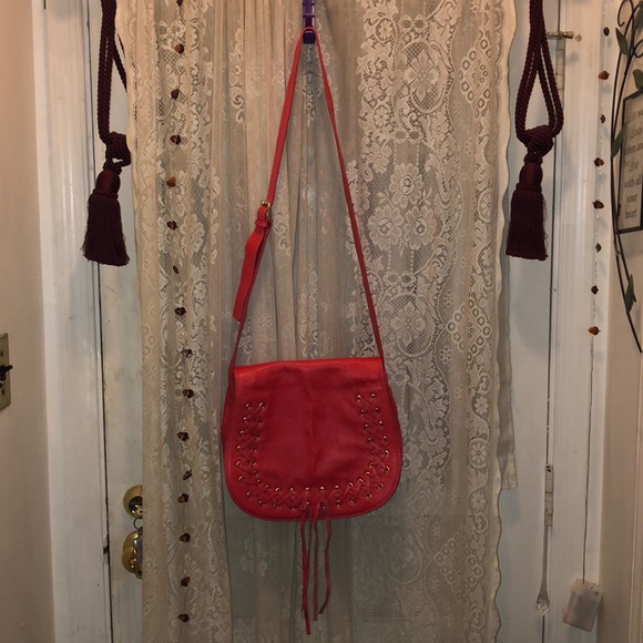 VIOLETA-BEAUTIFUL!CORAL LTHR LONG SHOULDER STRAP - Picture 1 of 10